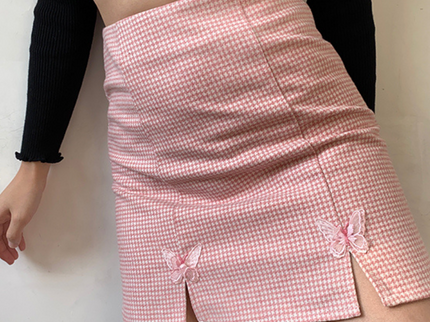 High Waist Houndstooth Mini Skirt