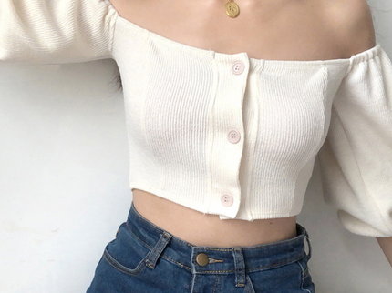 Off Shoulder White Crop Top