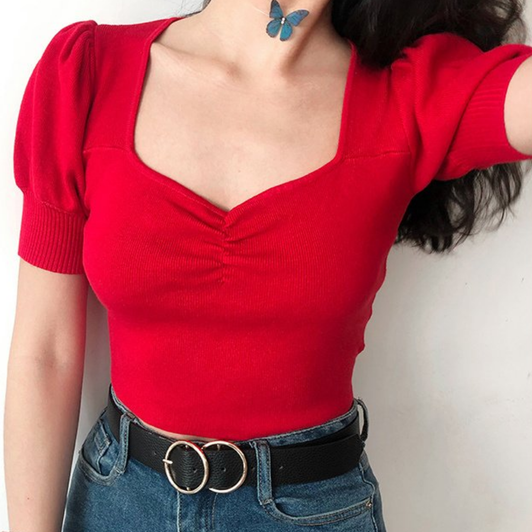 Puff Short Sleeve Crop Top