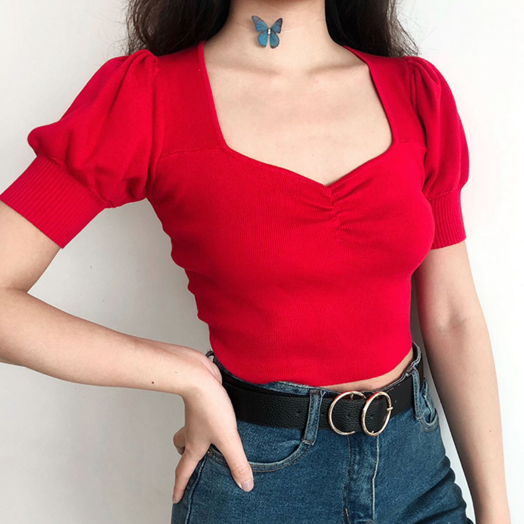 Puff Short Sleeve Crop Top