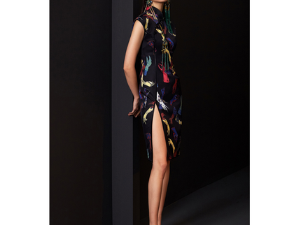 Dark Long Slit Modern Qipao Dress