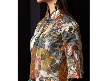 Stitching Velvet Jacquard Modern Qipao