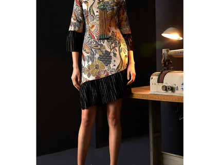 Stitching Velvet Jacquard Modern Qipao