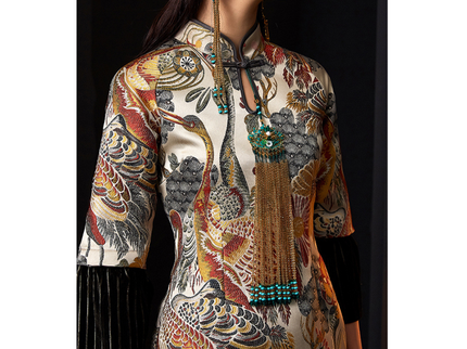 Stitching Velvet Jacquard Modern Qipao
