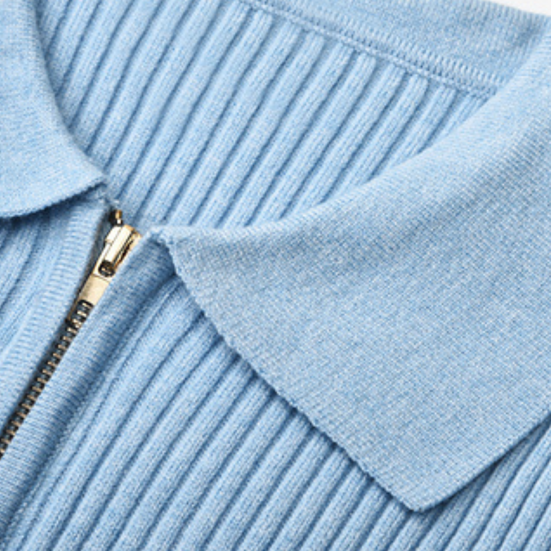 Double Zipper Lapel Cardigan
